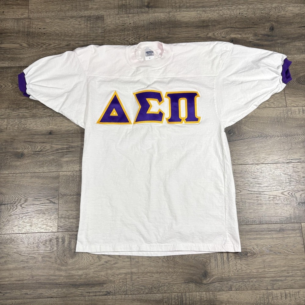 American Mfg. Co. Shirt Mens Medium White Delta Sigma‎ Pi Greek Fraternity VTG